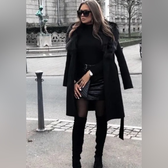 Zara NWT RARE LUXURY RUNWAY WINTER MAXIMALIST MANTECO Faux Fur Collar Wool Coat - Picture 7 of 17